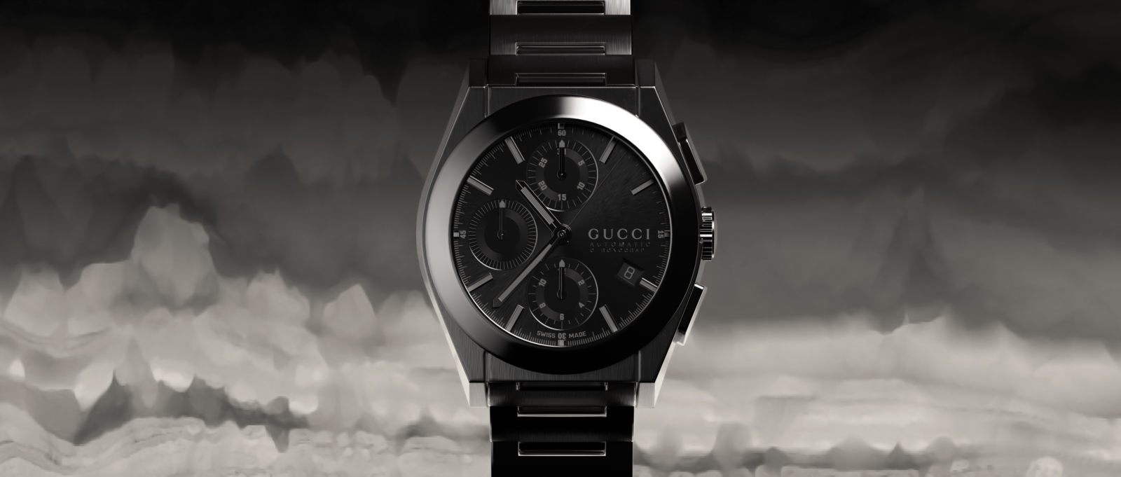 Gucci Watch Gunmetal Against Clouds